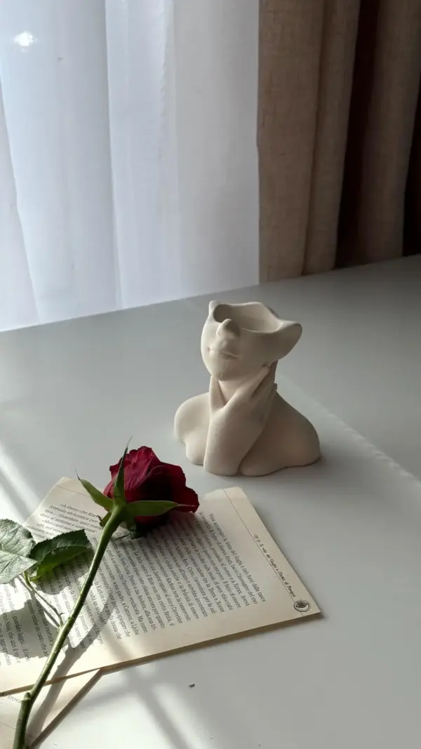 Contemporary Minimalist Jesmonite Vase | Handmade Decorative Table Ornament | Neutral Home Decor Gift | Unique Self-Decor Accent - Image 5